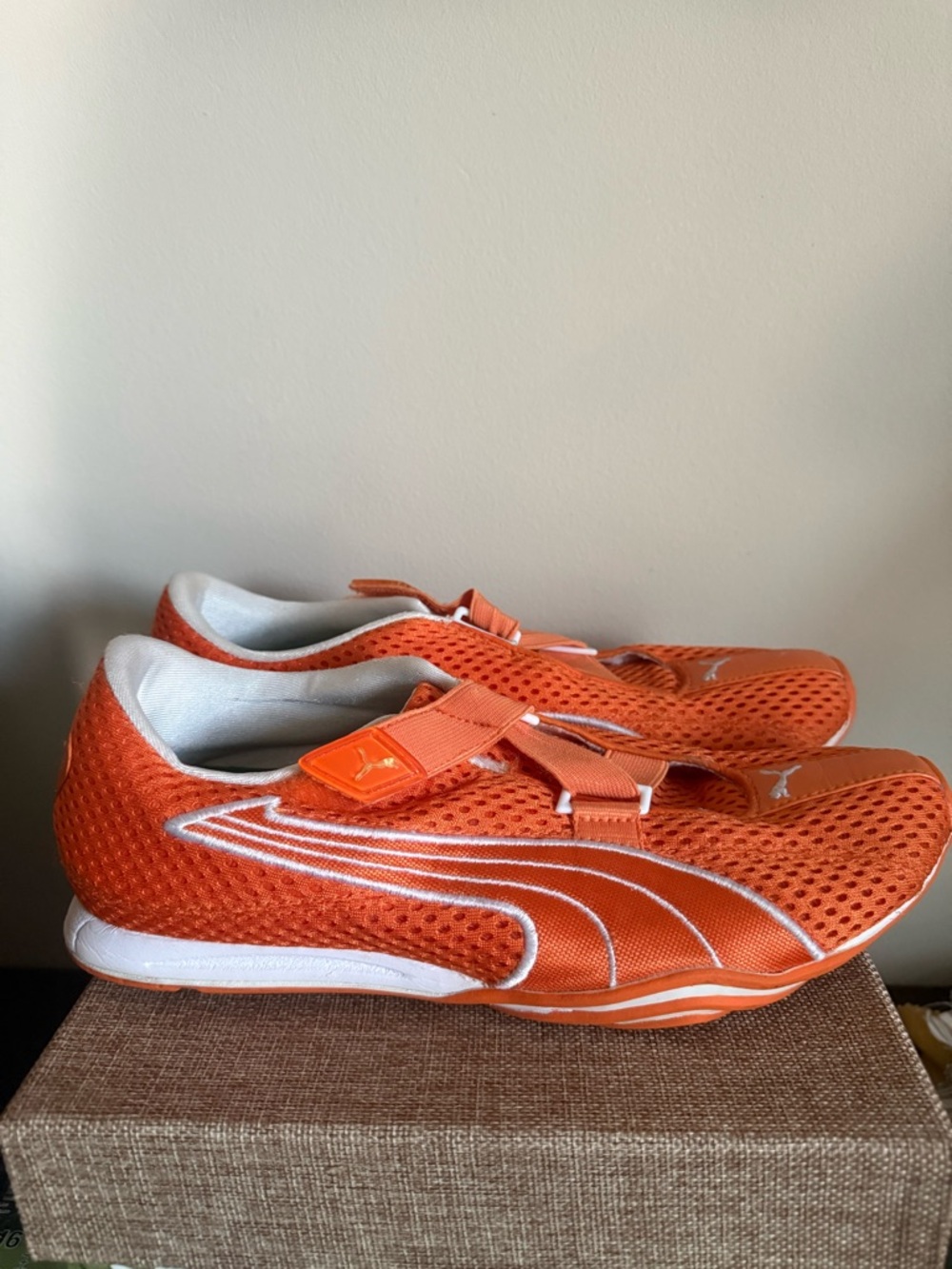 Puma Orange Mesh Athletic Slip-On Sneakers